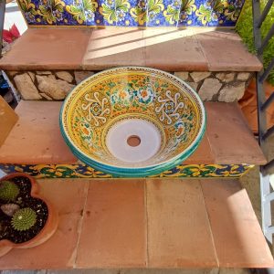 Lavello da incasso decoro geometrico verde ø45 h.20 cm