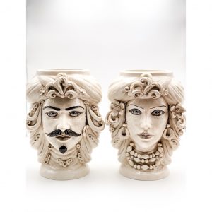 Coppia Testa di Moro crema fumè cm.40