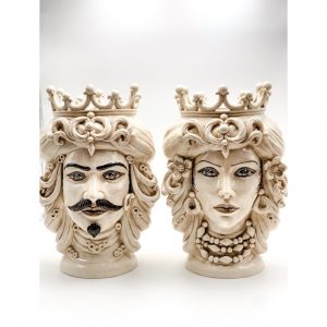 Coppia Testa di Moro crema fumè con corona cm.43