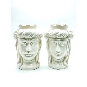 Coppia Testa di Moro Bianca cm.35