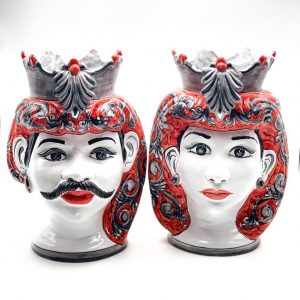 Coppia Testa di moro rosso e grigio cm.40