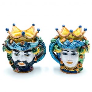 Coppia Testa di moro con corona semplice e limoni cm.20