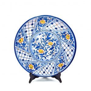 Piatto ceramica decoro floreale blu ø37 cm
