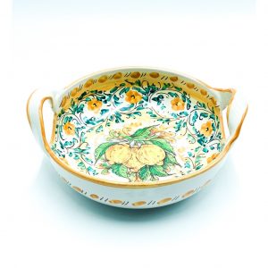 Ciotola 2 Manici Decoro 3 Limoni ø26 h.12 cm