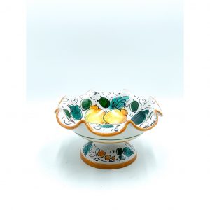 Fruttiera Centrotavola Con Piede decoro Uva Limoni Melograni ø23 h.12 cm