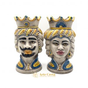 Coppia Testa di Moro Abu Dhabi Fumè Blu cm.30