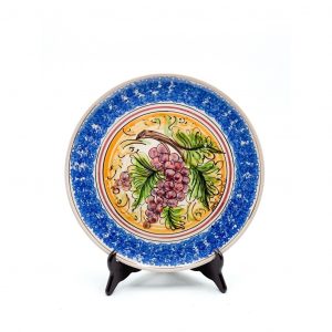 Piatto ceramica decoro uva bordo blu ø31 cm