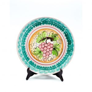 Piatto ceramica decoro uva bordo verde ø31 cm
