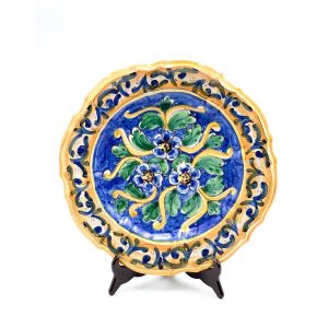 Piatto Smerlato Decoro fiori blu ø37 cm