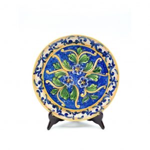Piatto ceramica decoro fiori blu ø31 cm