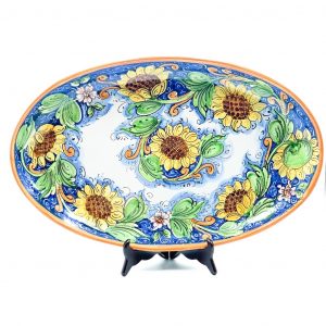 Piatto Ceramica ovale decoro girasoli cm. 37x60