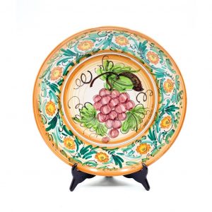 Piatto Ceramica uva e floreale verde ø37 cm