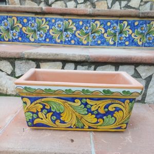 cassetta porta vaso rettangolare decoro blu cm.32x16 h.15cm