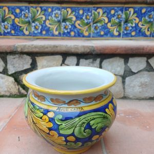 Porta vaso con decoro blu 16 cm (h) - ø cm 18