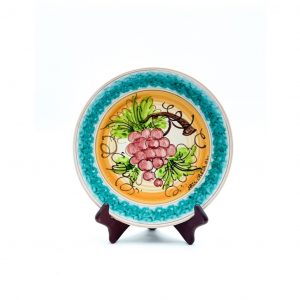 Piatto ceramica decoro uva bordo verde ø25 cm