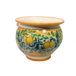 Porta vaso con decoro limoni 20 cm (h) - ø cm 25
