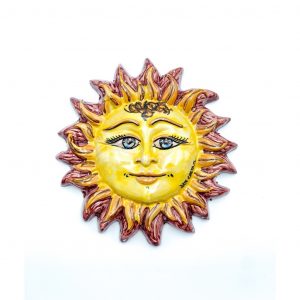 Sole Ceramica Raggi Fuoco decoro rosso diametro 17 cm.