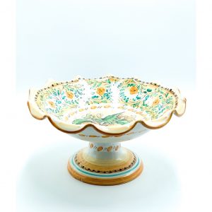 Fruttiera Centrotavola Con Piede Decoro 3 Limoni ø37 h.19 cm