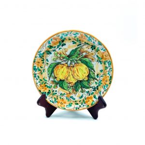 Piatto liscio decoro 3 limoni diametro 20 cm