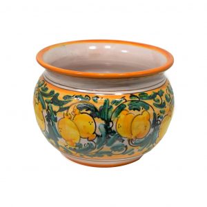 Porta vaso con decoro limoni 17 cm (h) - ø cm 20