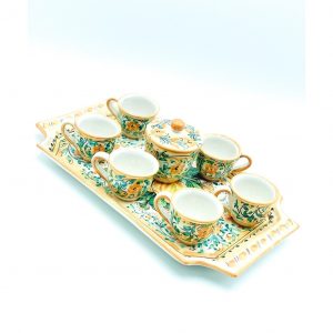 Servizio Caffè 6 Tazzine + Zuccheriera Decoro 3 Limoni cm.39x22
