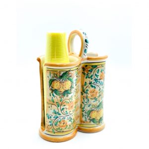 Portabicchieri Doppio Decoro 3 Limoni cm.11x20 h.27 cm