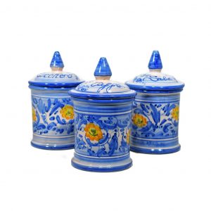 Tris barattoli sale, zucchero, caffè 17 cm (h) - ø cm 10