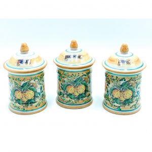Tris Barattoli Sale Zucchero Caffè Decoro 3 Limoni ø10 h.17 cm