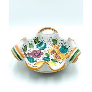 Centrotavola 3 manici decoro Uva Limoni Melograni ø27 h.11 cm
