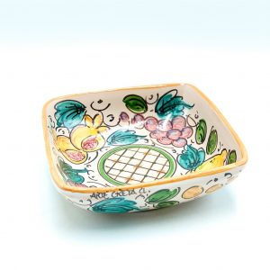 Ciotola Quadrata Decoro Uva Limoni Melograni cm.18x18 h.6 cm