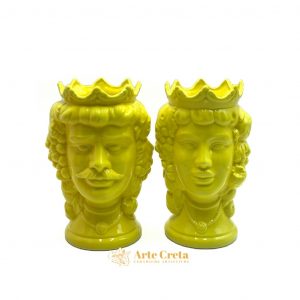 Coppia Testa di Moro Frutta Giallo cm.27