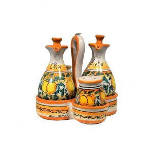 Olio aceto sale e pepe a cestello cm 18(h) x cm 19