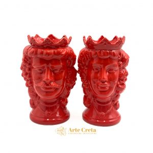 Coppia Testa di Moro Frutta Rosso cm.27