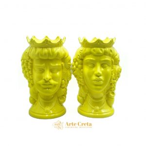 Coppia Testa di Moro Frutta Giallo cm.37