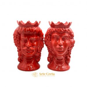 Coppia Testa di Moro Frutta Rosso cm.37