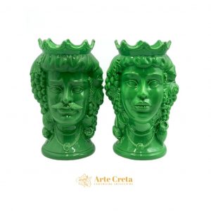 Coppia Testa di Moro Frutta Verde cm.37