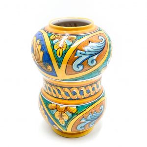 Portafiore bombato decoro verde bordò e blu h.30 cm