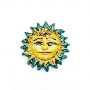 Sole Ceramica Raggi Fuoco decoro verde diametro 17 cm.