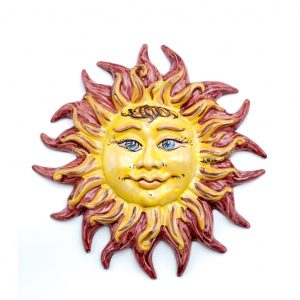Sole Ceramica Raggi Fuoco decoro rosso diametro 28 cm.