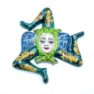 Trinacria in Ceramica decoro verde cm.23