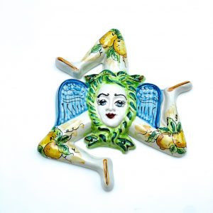 Trinacria in Ceramica decoro limoni cm.23