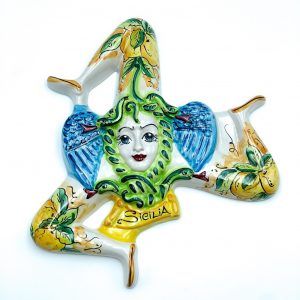 Trinacria in Ceramica decoro limoni cm.32