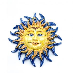 Sole Ceramica Raggi Fuoco decoro blu diametro 28 cm.