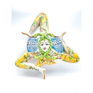 Trinacria in Ceramica decoro limoni cm.58