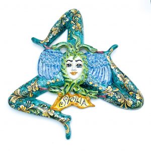 Trinacria in Ceramica decoro verde cm.58