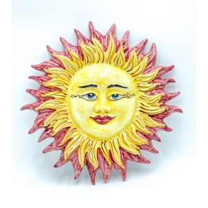 Sole Ceramica Raggi Fuoco decoro rosso diametro 43 cm.