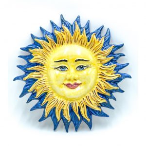 Sole Ceramica Raggi Fuoco decoro blu diametro 43 cm.