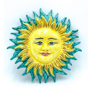 Sole Ceramica Raggi Fuoco decoro verde diametro 43 cm.